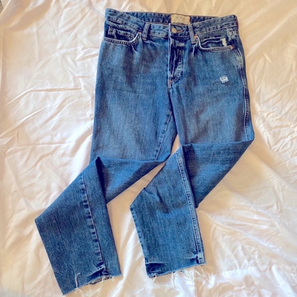 We The Free Raw Hem Button Fly Skinny Jean Cropped Denim High Rise Waisted sz 25